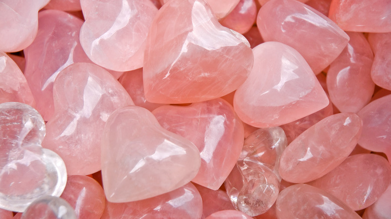 Rose quartz crystals