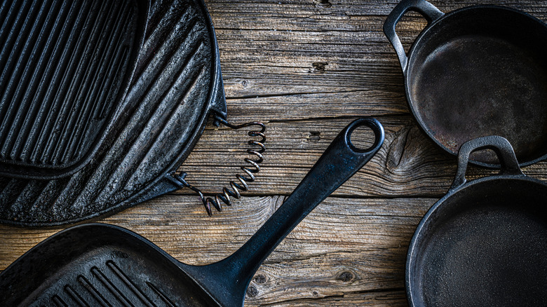 A collection of cast iron pans