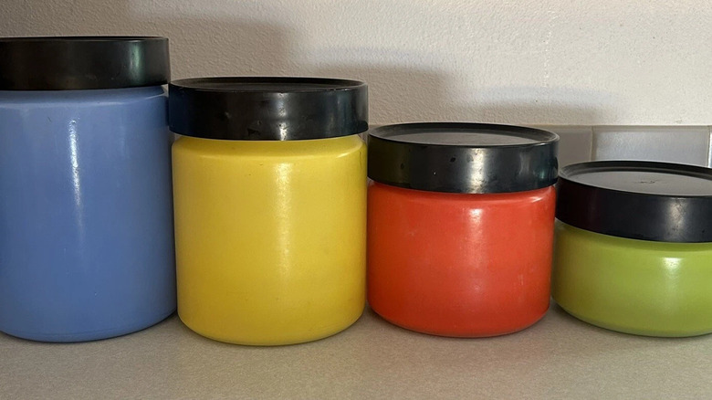 Anchor Hocking Fire King milk glass canisters