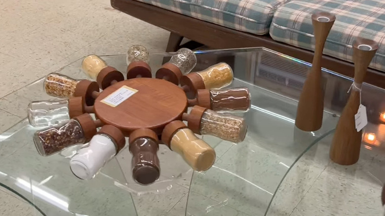 1960s Digsmed teak spice rack on a glass table