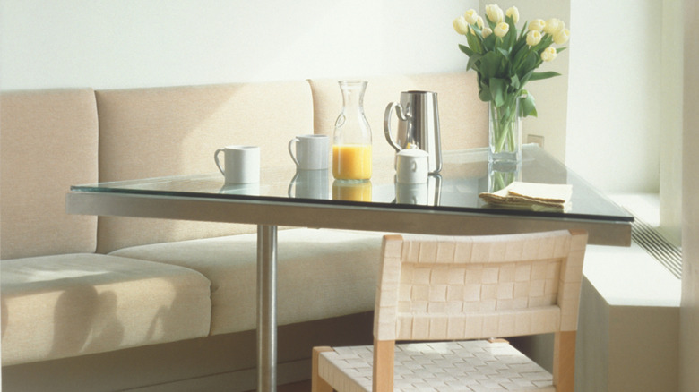 A modern breakfast bar banquette.