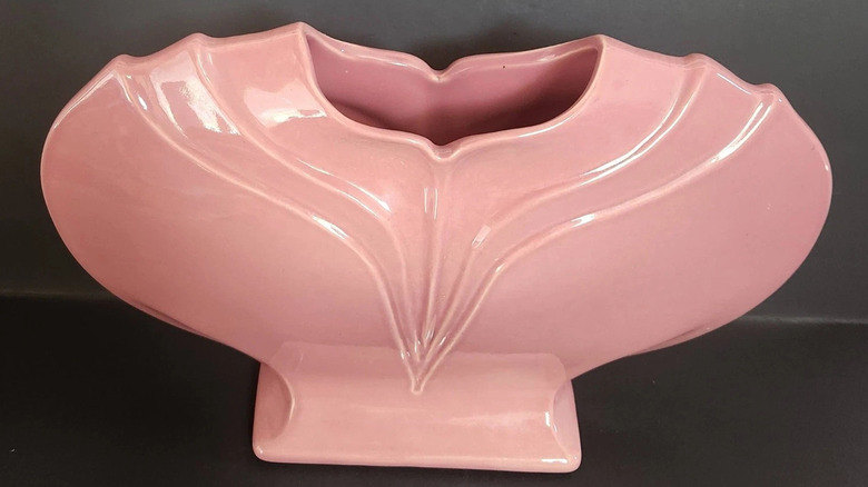 Pink art deco ceramic vase.