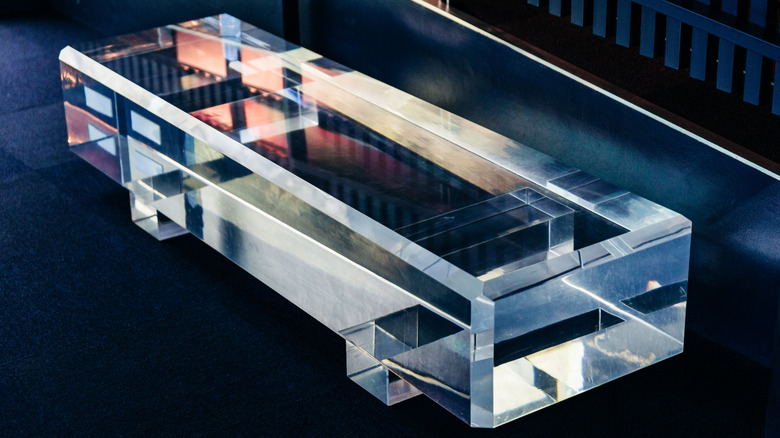 Lucite table with colorful reflection