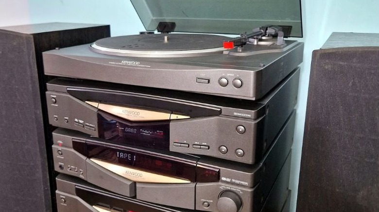 Close up of a rack stereo system