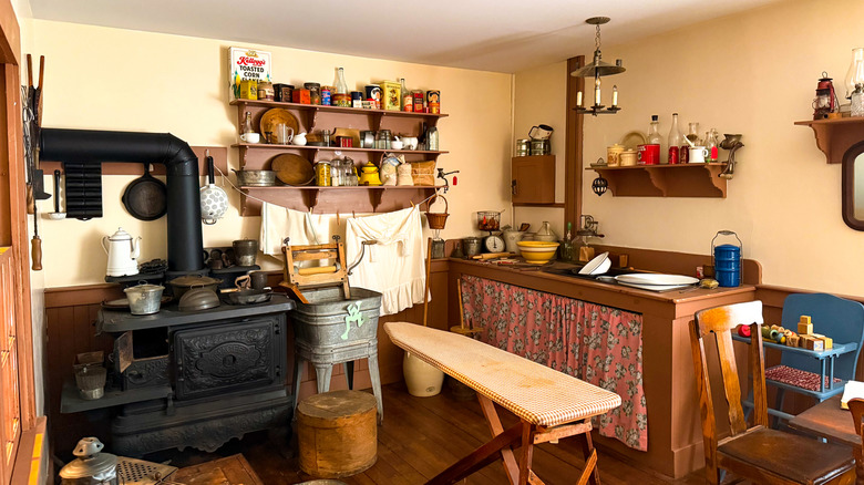 A late 19th century to early 20th century kitchen in a regular household.