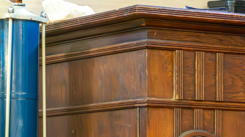 Close-up of vintage wood furniture