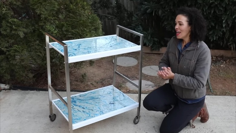 repurposed vintage kitchen trolley turned bar cart
