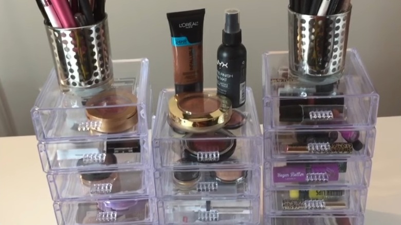 makeup organizer with dollar tree drawers