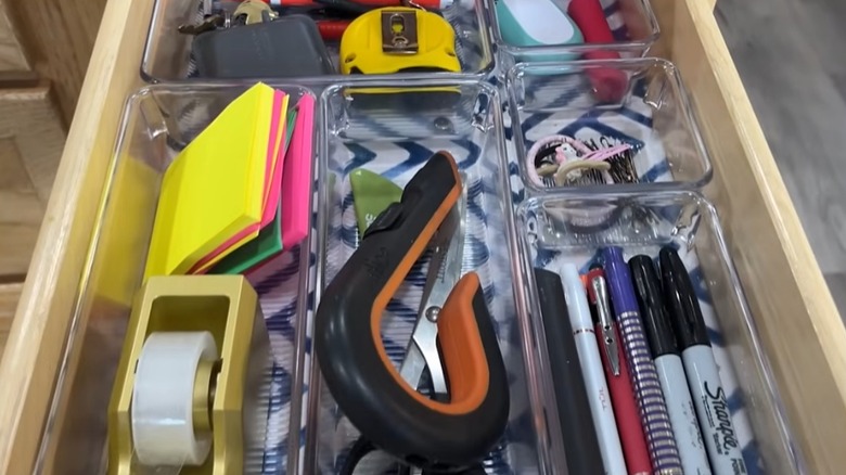 organized drawer with clear trays
