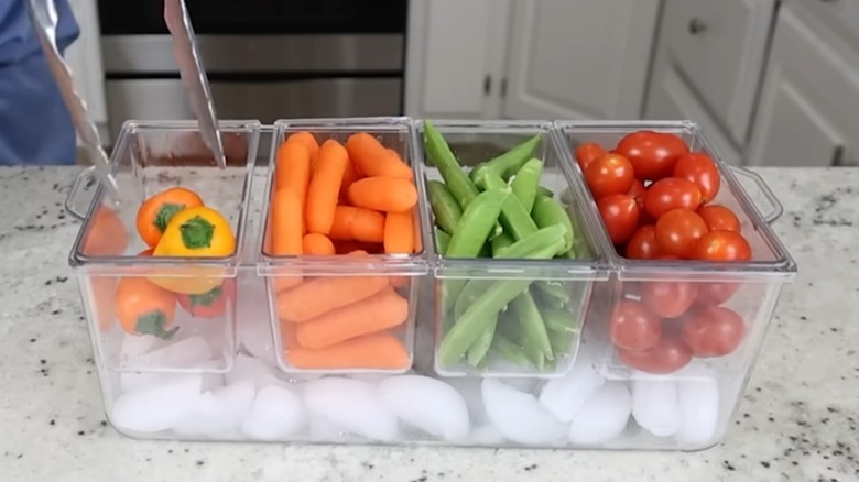 veggies in dollar tree clear trays