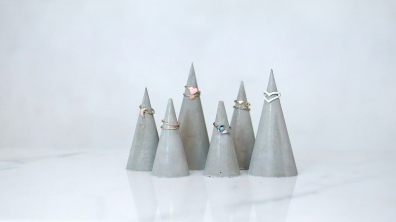 Cement cones used as ring holder.