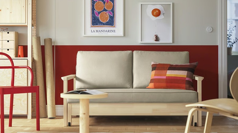 The closed TORNSBORG sleeper sofa in modern living space