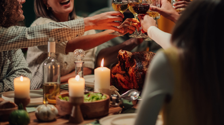 candles at the Thanksgiving table