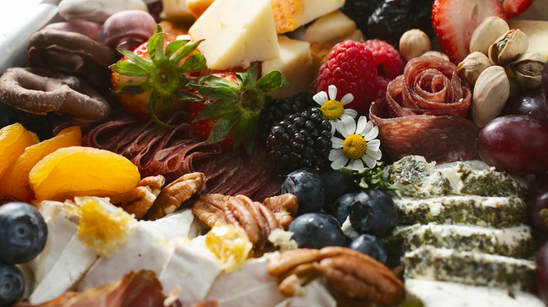 close up of a charcuterie table