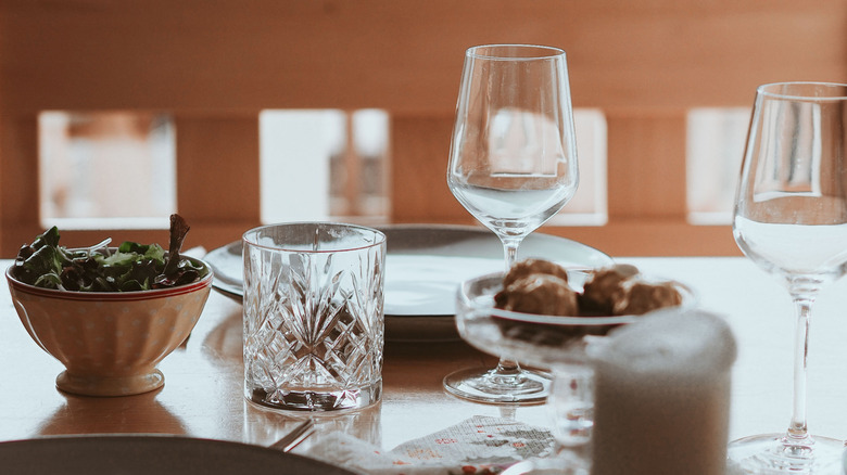 glassware at a table setting