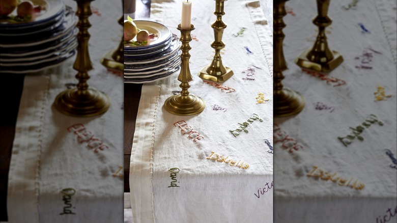 signatures on a table runner