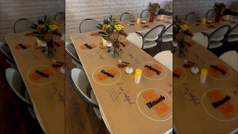 Kids table covered in butcher paper