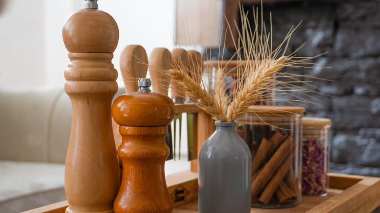 wooden salt and pepper shaker