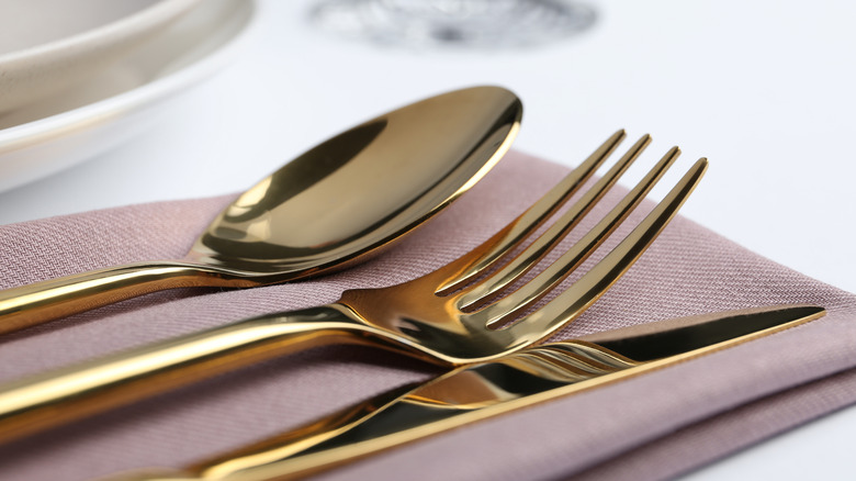 gold silverware set