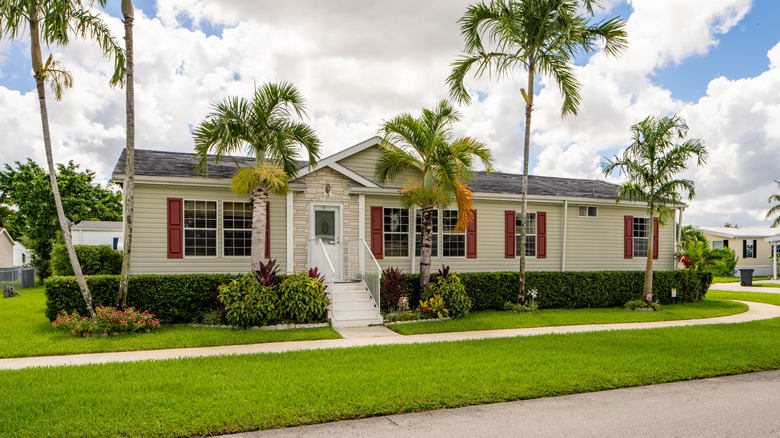 Mobile home with palm trees