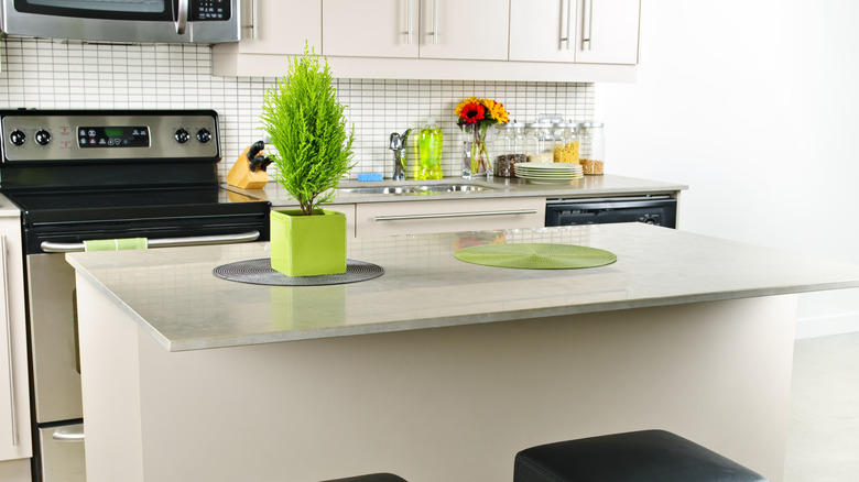 modern kitchen with stone countertops