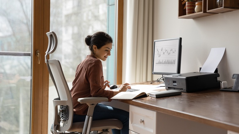 working in a home office