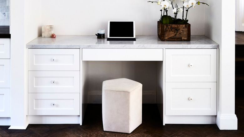 white executive built in desk