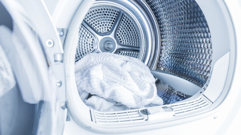 Towel inside white dryer