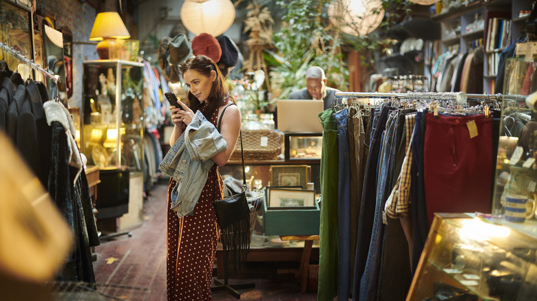 Person shopping at flea market