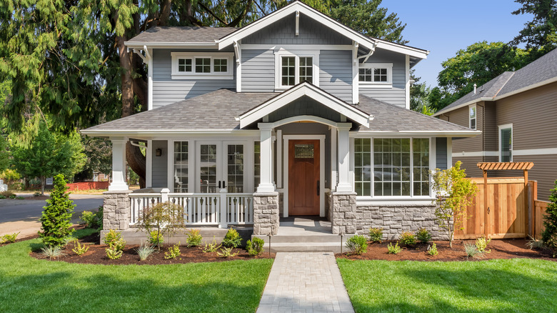 Gray house white trim