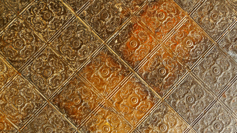 Imitation metal ceiling tiles