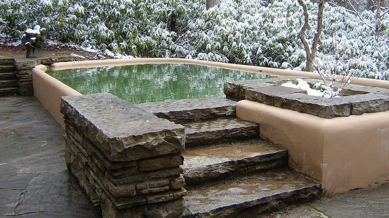 fallingwater pool in winter