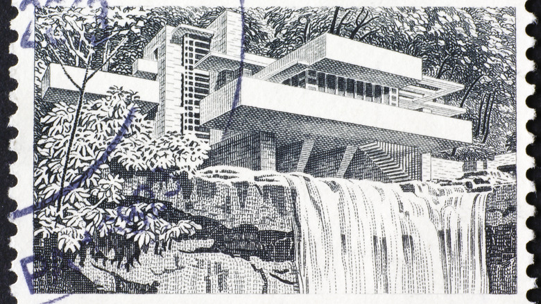 Fallingwater house on a stamp