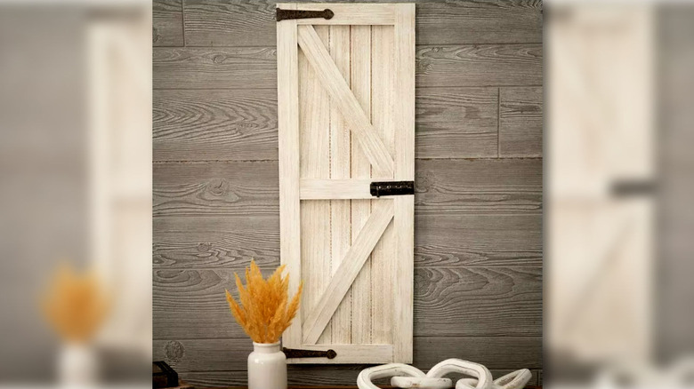 Product staging image of Hobby Lobby's barn door wall decor