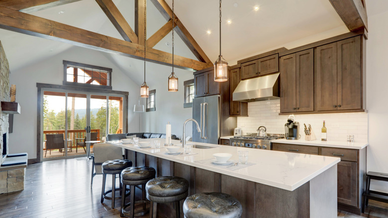 A room with beams