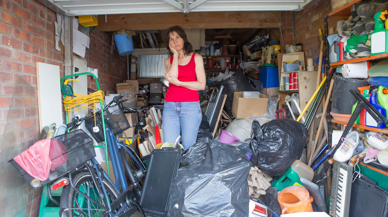 A cluttered garage