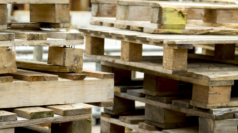 stacked wood pallets