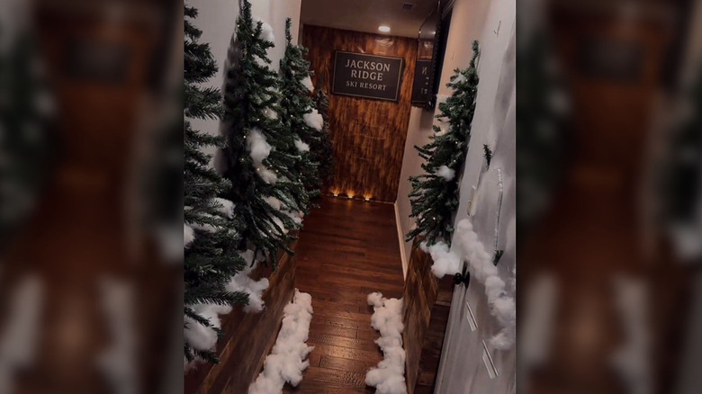 a tiktok creator turns her hallway into a festive ski lodge scene