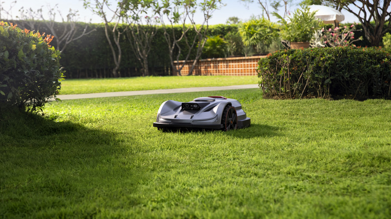 Sunseeker Elite X7 mower on lawn