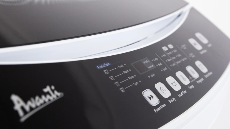 View of the top panel of an Avanti washing machine