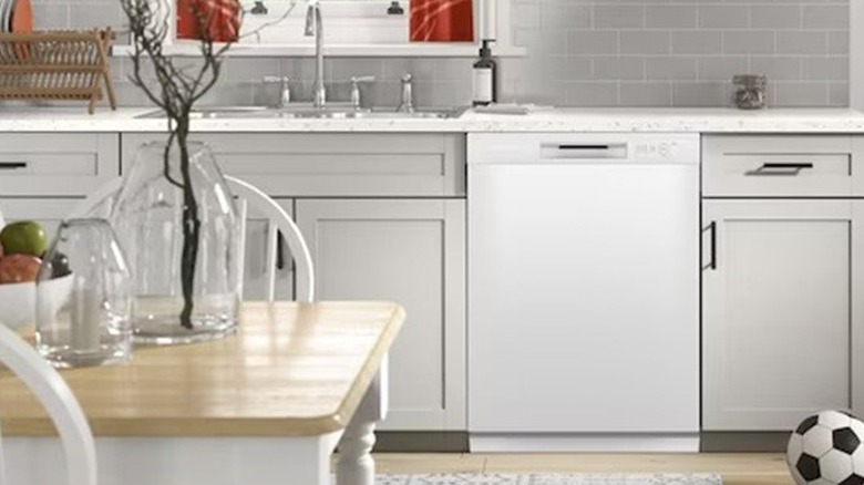 Hotpoint dishwasher installed in a kitchen