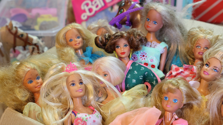 Barbies in thrift store box