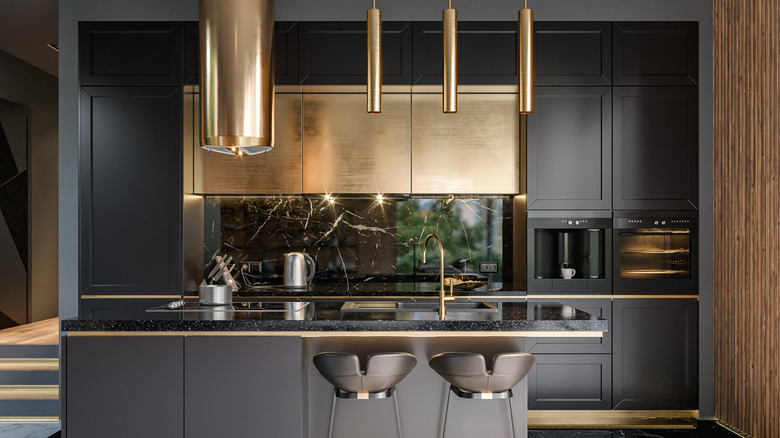 black cabinets in modern kitchen