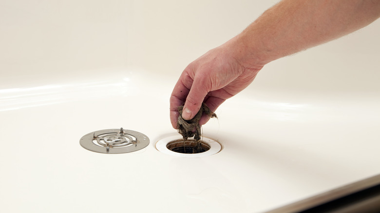 Hair in sink drain