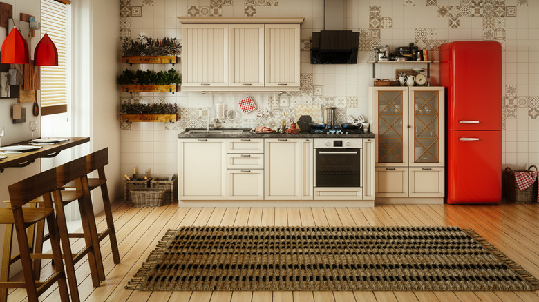 Kitchen with creamy beige paint