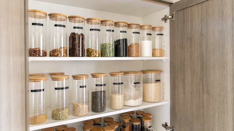 Pantry cupboard with organized containers