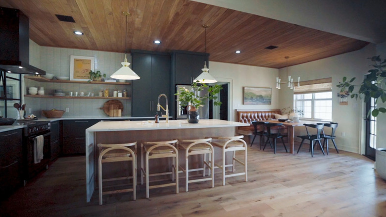 quartz waterfall countertop