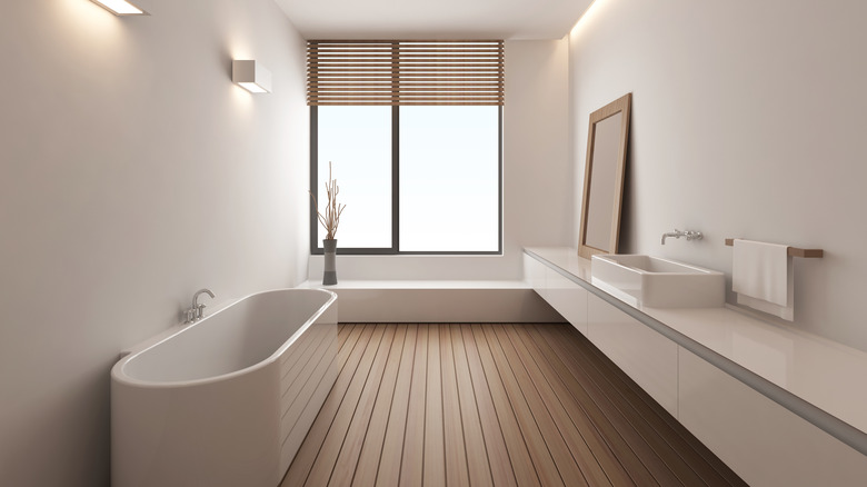 Bathroom with wood floor