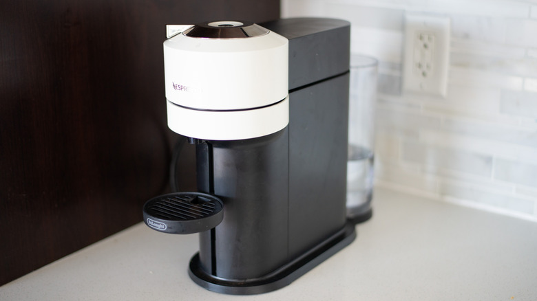 Nespresso coffee machine sitting on a countertop