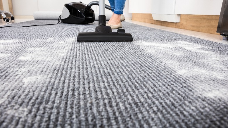 Salted carpeting vacuuming up